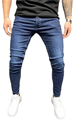 Onsoyours Vaqueros Rasgados de Hombre Skinny Denim Jeans Hip Hop Slim Fit Pantalone Moda Elasticos Agujero Pantalón Jeans Largo Hombre Vaqueros Ajustados Oversized