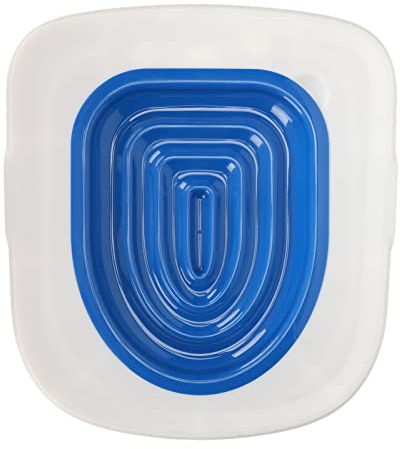 Akozon Haustier-Toilettentrainer, Umweltfreundliches, Wiederverwendbares, Universelles Katzen-Toiletten-Trainingsset, Haustier-Toilettentrainer (Weißes Tablett, 1 Blaue Innenstütze)