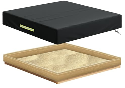 MOZMY Housse de protection pour bac à sable - 150 x 150 cm - En tissu Oxford 210D - Étanche - Avec cordon de serrage et bandes fluorescentes - 150 x 150 x 20 cm