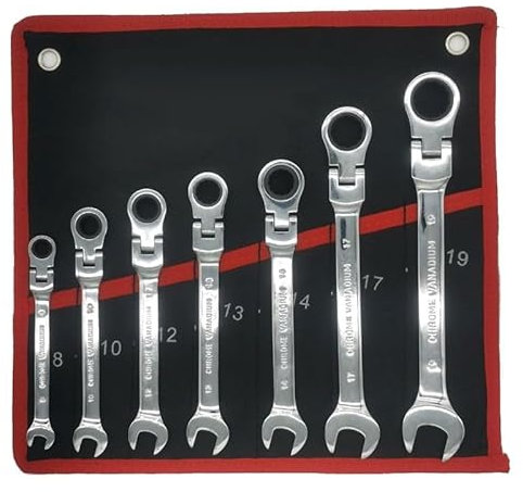 Llaves Fijas Con Carraca Juego de llaves de carraca combinadas, juego de llaves con cabeza de resorte de acero al cromo vanadio Llave con llave de carraca métrica de 72 dientes Llave Carraca ( Color :