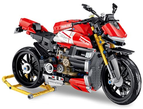 Pasyru Technik Motorrad für Streetfighter V4 SP, 981 Teile Technik Rennen Motorrad Bausteine Modell Bauset, MOC Klemmbausteine Supermotorrad Modell für Jugendliche Erwachsene