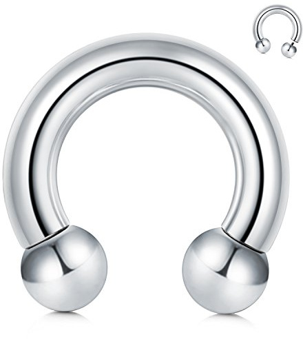 FECTAS PA Ring Innengewinde Rundhanteln Hufeisen Prince Albert Piercing Schmuck 00G-0G-2G-4G-6G-8G-10G-12G 12mm/16mm/19mm Chirurgenstahl Piercing Körperschmuck Silber