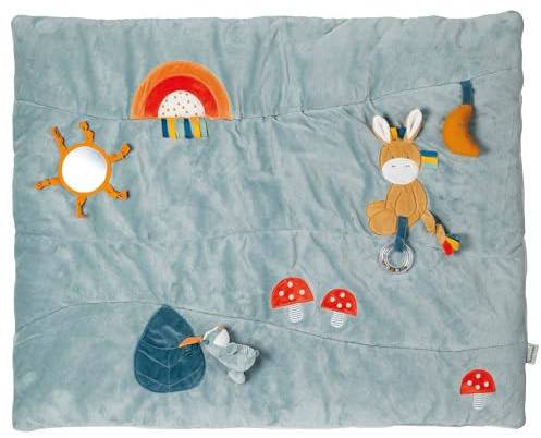 Nattou Rechteckige Krabbeldecke mit verschiedenen Aktivitäten, Aus Polyester, Ca. 80 x 100 cm, Felix und Leo, Bunt