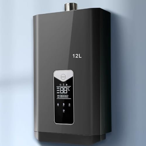 WHYATT Calentador de Agua Gas Natural, Calentador de Agua a Gas sin Tanque, Calentador de Agua Natural Constante con Pantalla Digital Fahrenheit, Gris, Calentador de Agua Instantaneo (Size : A)