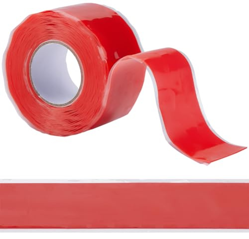 GORGECRAFT 3mx25mm Cinta Aislante de Sellado de Reparación Cinta de Silicona Autofundible Impermeable Cintas de Goma de Amalgama Multiusos para Tuberías de Emergencia Plomería Manguera de Agua, Rojo