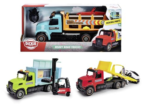 Dickie Toys Camiones Pesados de Trabajo en Carretera 23 cm con Piezas moviles y Accesorios, camion Volvo 3 Surtidos. Envio Aleatorio. A Partir de 3 años (203744018)