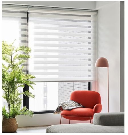 Zebra-Jalousien aus Stoff,Doppelrollo schnurlos ohne Bohren, Duo Rollo Zebrarollo Schnurlos für Fenster, Drücken Und Ziehen,Springrollos, Lichtdurchlässig & Blickdicht (Size : W90xH200cm/W35.43xH78.7