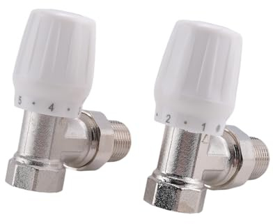 Yheonver Vanne de radiateur thermostatique 2 pièces 15 mm x 1/2 pouces Vanne de radiateur thermostatique à angle thermostatique TRV pour bureau maison