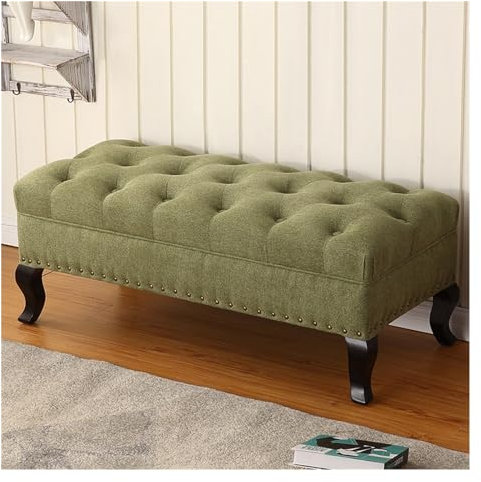 Polsterbank am Ende des Bettes, moderner rechteckiger Fußhocker für Eingangsbereich, Badezimmer, Schlafzimmer (Grün 100 x 45 x 40 cm)