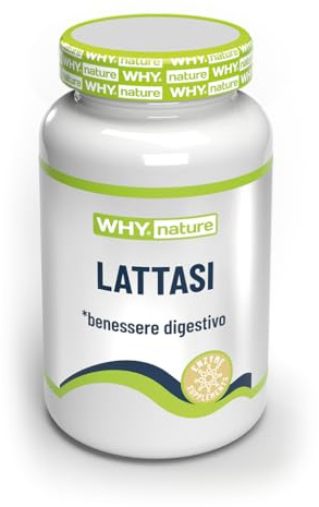 WHY NATURE LATTASI - Integratore Alimentare di Enzimi Digestivi Lattasi - Integratori Alimentari Lattasi Compresse - Pastiglie Lattosio - Senza Glutine - 60 cpr