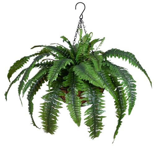 Helechos artificiales para exteriores, plantas de helechos artificiales - helechos de algas falsos, plantas falsas de helechos de algas colgantes, grandes helechos de seda resistentes a los rayos UV