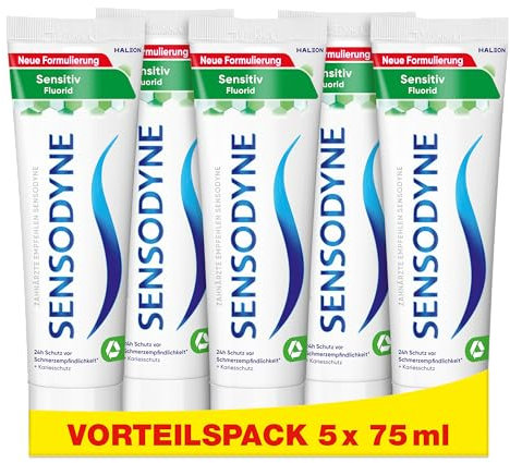 Sensodyne Sensitiv Fluorid tandkräm, 75 ml, daglig tandkräm, för smärtkänsliga tänder