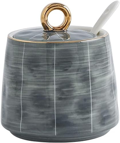 Zuccheriera Zuccheriera, Zuccheriera Nordic con Coperchio e Cucchiaio, Barattolo di Zucchero in Ceramica da 300 ml Decorazione da Tavola, Zuccheriera Semplice in Porcellana, for Bar, Ristorante, Casa-