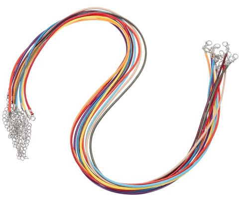 sourcing map 10pcs 24 Inch Waxed Necklace Cord, Bulk Necklace String with Clasp 2mm Waxed Leather Cord Rope for Jewelry Making DIY Bracelet Pendant,Mixed Colors