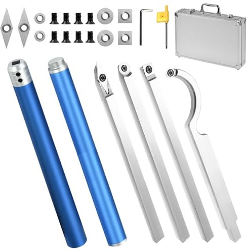 25-Teiliges Drechseleisen Set, Drehmeißel Set, Drechselzubehör, Drehbank Zubehör, Drechselmesser, Drechselwerkzeuge Hartmetall, Drechseln Zubehör mit Wendeschneidplatten für Drehmeißel