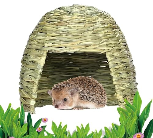 Kaninchengrashaus – Grasnest für Kaninchen, Chinchillas, Hamster, Verstecknest, Igel, Meerschweinchen-Lebensraum, handgefertigtes Haustier-Grasnest-Grashaus