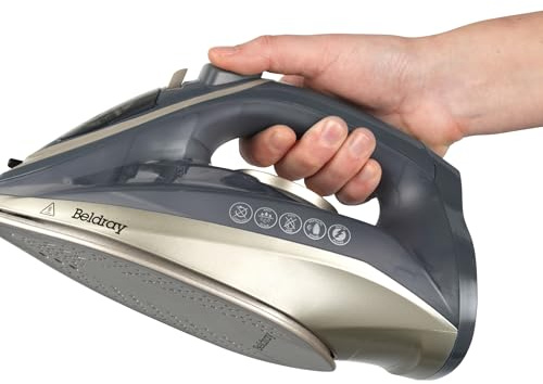 Beldray Bügeleisen Kabellos 2600W, 2in1 Dampfbügeleisen mit LED-Ladestation, Kabelloses Bügeleisen mit 140g Dampfstoß, 230ml Tank, Keramiksohle, Anti-Kalk