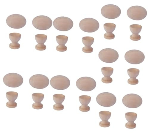 BESTonZON 14sätze Holz Eier Für Malen Und Zeichnen Unbearbeitete Ostereier Mit Ständern Für Kreative Projekte Und Kinderaktivitäten Für Ostern