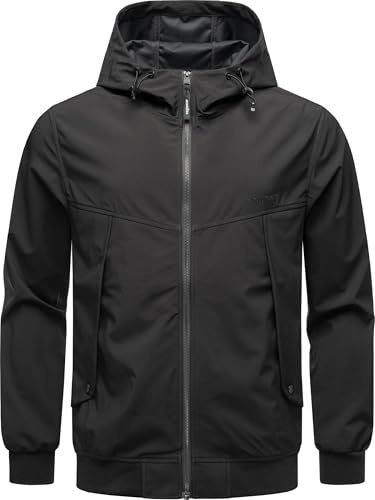 Ragwear herr vattentät och ventilerande lätt övergångsjacka kort sommarjacka med huva Tyller bonded YoUMODO S-4XL, svart, 3XL