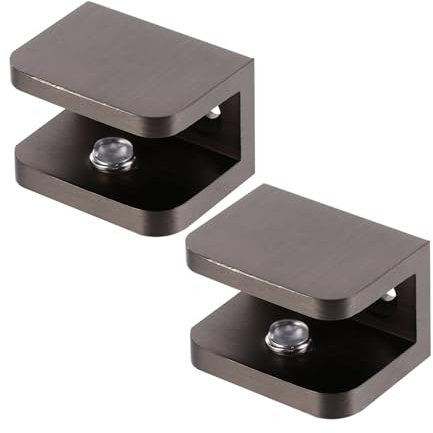 QUMIIRITY 2pcs Glass Shelf Holder Clamp Heavy Duty Fixed Panel Clip for Shower Doors Wine Cabinets and Display Units Easy Installation No Drill Smooth Finish Brushed