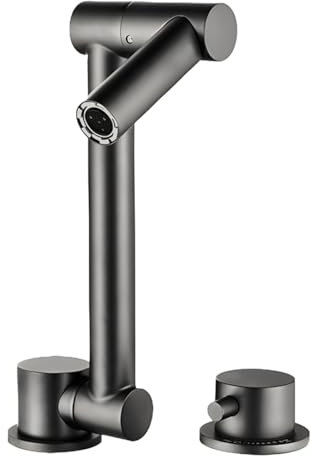 XJTNLB Wasserhahn Küche Klappbar Vorfenster Küchenarmatur Edelstahl Grau Einhebel-Küchenarmatur, für Vorfenstermontage Aus Messing