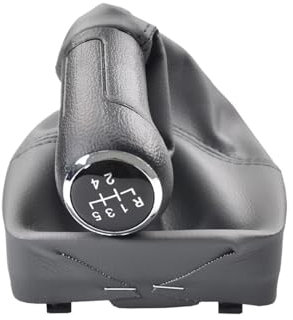 Auto Schalthebel Für VW Für Polo 9N 9N2 9N3 2002-2009 Schaltknauf Hebel Shifter PU Leder Gaitor Boot Auto Getriebekopf(Grey Leather)