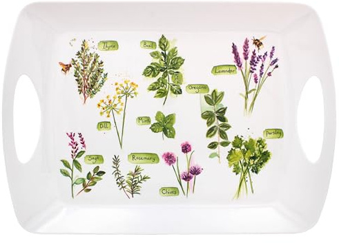 The Leonardo Collection Jennifer Rose Gallery Herb New Shape Tray Large | Durable Material, Easy Care Surface, Family Meals, Stylish Presentation, Kitchen Essential