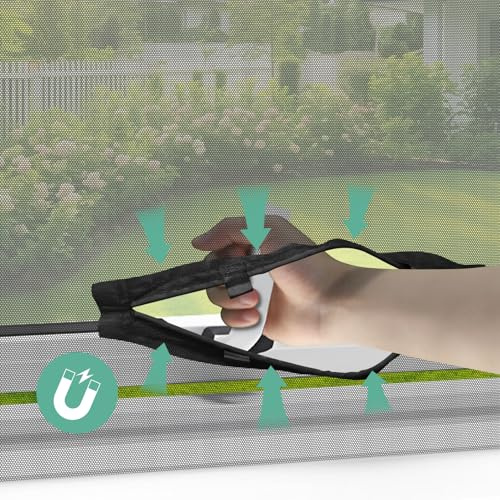 REDTRON Zanzariera con apertura magnetica Fai da te (1 pezzo, nero), 130 cm*150 cm zanzariera magnetica finestra piccola Autoadesiva, zanzariera per finestra Regolabile Tieni lontani insetti/mosche