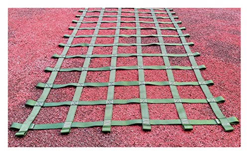 Ninja Warrior Trainingsslackline-Set für Kinder, Kletternetz, Schaukelseil, Leiter, Wand, Baumhaus, Hängematte für körperliche Fitness und Outdoor-Spaß, Grün