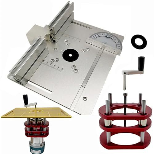 Precision Router Table Lift System,Aluminum Router Table with Woodworking Table Assembly,Router Table Insert Plate Lift Base,Improve Routing Accuracy(Silver)