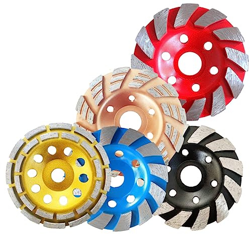Wheel Cup Row 115mm Dual Grinding Bowl Diamond Disc | Concrete and Marble, Yellow Finish, Rotary Tool Accessory, Ceramic and Cement Applications