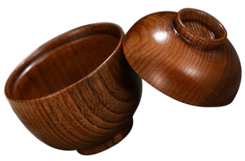 FUNOMOCYA Cuenco de Madera con Tapa, Pequeño, Estilo Japonés para Sopa