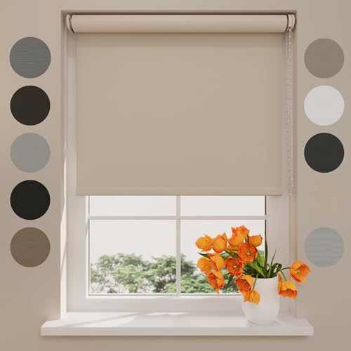 DTCH® Tenda a rullo oscurante senza forare, sabbia, 240 x 190 cm