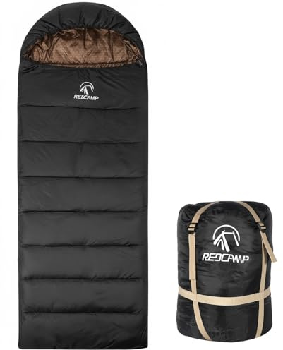 REDCAMP Graphene Winter Sleeping Bag for Adult, Extra Wide & Long for Adults up to 6.3ft, 5lbs Filling, 3–4 Season, Hooded, for Cold Weather Camping & Fishing