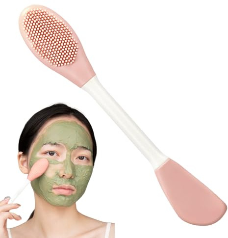 Spazzole per la pulizia del viso, spazzola per la pulizia dei pori, a doppia testa, strumento per la pulizia profonda, manico ergonomico, strumento per l'applicazione del viso per casa e salone