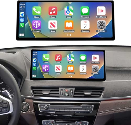 Ninetom Car Stereo Pantalla táctil de 12.3 Pulgadas con Carplay inalámbrico y Android Auto para BMW X1 Series F48 2016-2022 con Sistema EVO, Soporte Mirrorlink, cámara, navegación