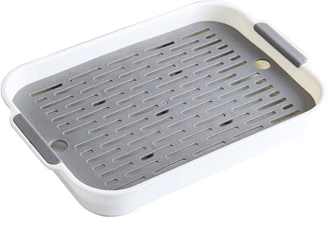 Kanin kattlåda 2 nivåer kanin kattlåda plast rektangulär kanin husdjur toalett 22 x 35 cm marsvin bricka pottränare för kanin iller hamster igelkott vit L, låda