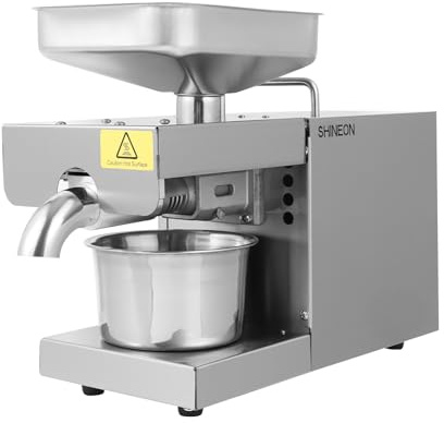 DYRABREST Commercial Oil Press Machine, Electric Oil Expeller with Cold Hot Press Modes, Stainless Steel Oil Extraction Machine for Peanut Sunflower Seed Nut Home Kitchen Use (Silver)