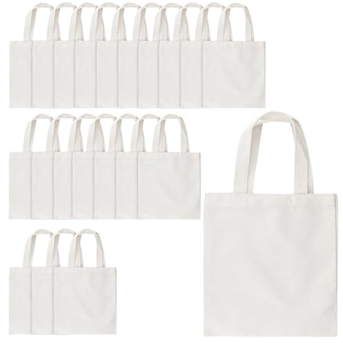 YIXNSW 20 stycken bomullspåsar för målning, 24 x 26 cm naturfärger tygpåsar, jutepåse med handtag för shopping, hållare