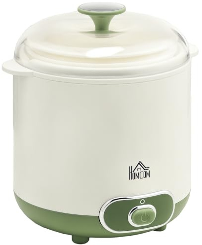 HOMCOM Joghurtbereiter, 1,5 L Joghurtmaschine mit Sieb, Deckel, 20 W Joghurt-Maker für griechischen Joghurt, für 3–5 Personen, 19,5x17,5x21,4 cm, Weiß