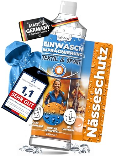 Qindoo Einwaschimprägnierung – Atmungsaktiv & wirkstark – Für Gore-Tex, Outdoor- & Funktionskleidung – Waschmaschinen- & Handwäsche geeignet, PFC-frei – Made in Germany