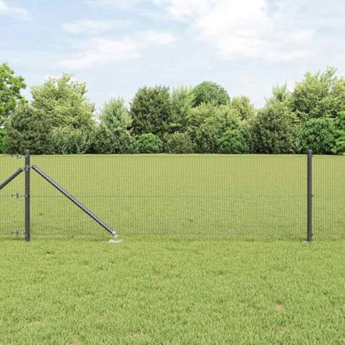 Recinzione a doppia asta, recinzione con palo grigio 0,8 x 25 m in acciaio