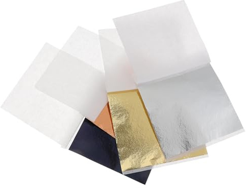 POPETPOP 400 Blatt Selbstgemacht Goldfolienpapier Imitations Blattgold Bastelpapier 8x8,5cm Mehrfarbig für Nageldesign Harz Schmuck Dekoration