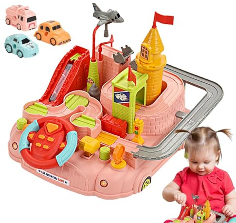 Cars – ferngesteuerte Autos, McQueen, Spielzeug-Set für Rennstrecke, Rennstrecken-Spielset mit 3 Miniautos, Pu-Autospielzeug