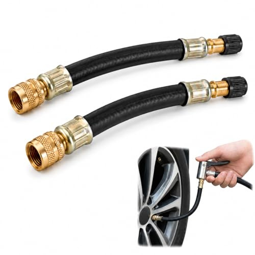 2 Stück Ventilverlängerung Autoventil 100mm, Flexible Reifenventilverlängerung aus Gummi und Kupfer, Schrader Ventil Verlängerung Adapter für Auto Motorrad Fahrrad E-Scooter Anhänger Wohnmobil LKW