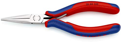 KNIPEX Elektronik-Greifzange auf SB-Karte spiegelpoliert mit Mehrkomponenten-Hüllen 145 mm, 35 62 145 SB