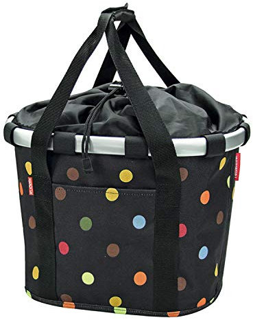 Asista Teile fürs Ra Asista Teile fürs Ra Rixen und Kaul Unisex Styrke foldekurv bikebasket Dots Klickfix Lenker klappkorb, Schwarz, 15 Liter EU