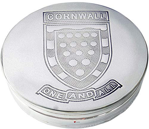 I LUV LTD Pewter Trinket Box Large Cornwall National Crest and Motto on Lid 90mm