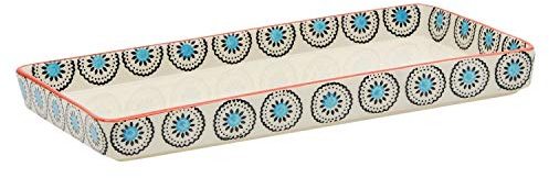 Tranquillo - Badablage rechteckig, Badtablett, handbedruckte Keramik 23x12x2,5 Ethno