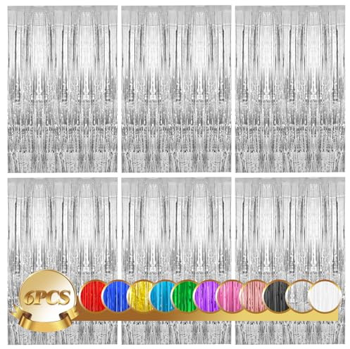 Daity Lametta Vorhänge Glitzer, 6pcs Glitzervorhang Fringe 1m x 2m, Folienfransen Vorhang für Geburtstage Festivals Party ​Bühnendekor